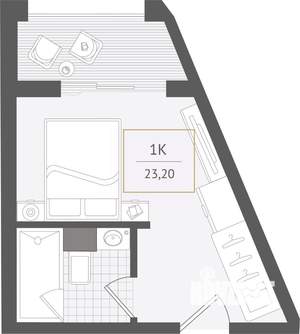 1-к квартира, вторичка, 23м2, 8/10 этаж