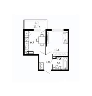 1-к квартира, вторичка, 29м2, 15/17 этаж