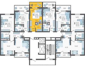Студия квартира, строящийся дом, 25м2, 13/16 этаж
