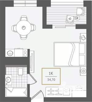 1-к квартира, вторичка, 35м2, 10/10 этаж