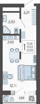 Студия квартира, строящийся дом, 23м2, 16/19 этаж