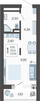 Студия квартира, вторичка, 24м2, 4/19 этаж