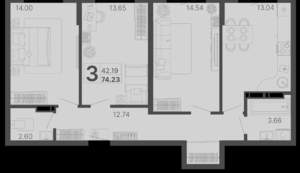 3-к квартира, вторичка, 75м2, 9/20 этаж