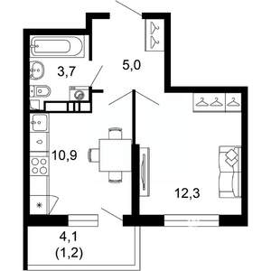 1-к квартира, вторичка, 33м2, 2/17 этаж
