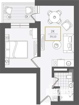 2-к квартира, вторичка, 40м2, 8/10 этаж