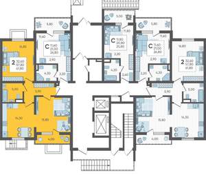 2-к квартира, вторичка, 62м2, 1/10 этаж