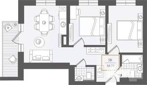 3-к квартира, вторичка, 59м2, 7/10 этаж