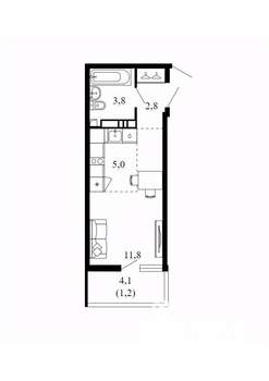 Студия квартира, вторичка, 25м2, 10/17 этаж