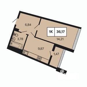 1-к квартира, вторичка, 36м2, 8/10 этаж