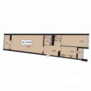 2-к квартира, вторичка, 80м2, 7/10 этаж