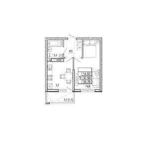 1-к квартира, вторичка, 34м2, 17/17 этаж