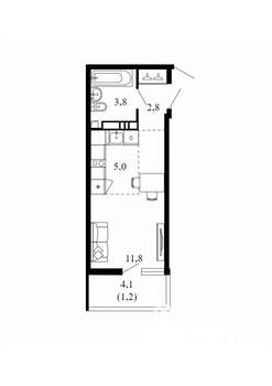 Студия квартира, вторичка, 25м2, 10/17 этаж