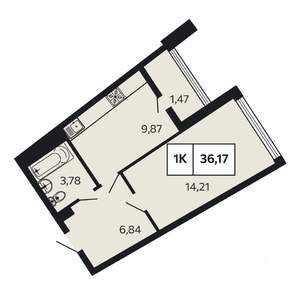 1-к квартира, вторичка, 36м2, 8/10 этаж