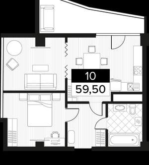 1-к квартира, вторичка, 60м2, 4/14 этаж