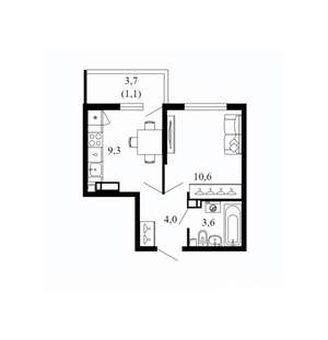 1-к квартира, вторичка, 29м2, 4/17 этаж