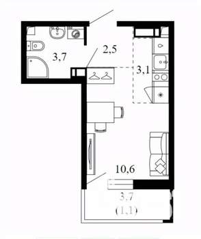 Студия квартира, вторичка, 21м2, 17/17 этаж