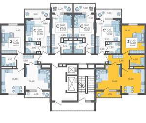 2-к квартира, вторичка, 60м2, 5/16 этаж