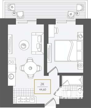 2-к квартира, вторичка, 46м2, 9/10 этаж