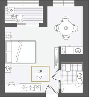1-к квартира, вторичка, 36м2, 2/10 этаж