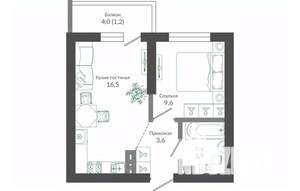 1-к квартира, вторичка, 35м2, 9/12 этаж