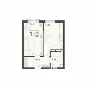 1-к квартира, вторичка, 36м2, 19/20 этаж