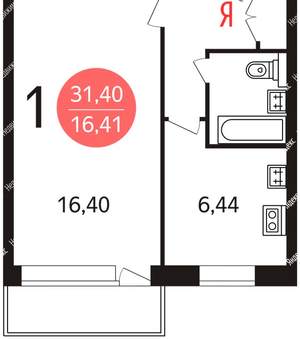 1-к квартира, вторичка, 31м2, 3/5 этаж