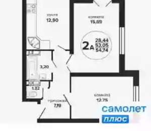 2-к квартира, вторичка, 55м2, 9/24 этаж