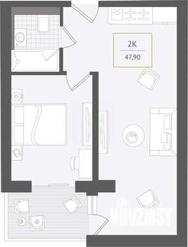 2-к квартира, вторичка, 48м2, 4/10 этаж