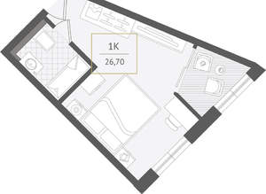 1-к квартира, вторичка, 27м2, 2/10 этаж