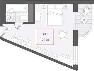 1-к квартира, вторичка, 30м2, 4/10 этаж