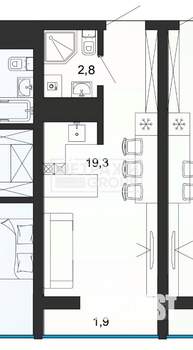 Студия квартира, вторичка, 24м2, 10/19 этаж