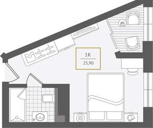 1-к квартира, вторичка, 27м2, 2/10 этаж