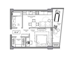 1-к квартира, вторичка, 43м2, 9/14 этаж