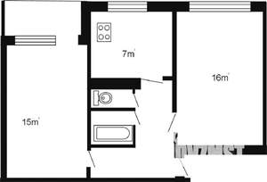 2-к квартира, вторичка, 46м2, 2/3 этаж