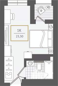 1-к квартира, вторичка, 23м2, 6/10 этаж