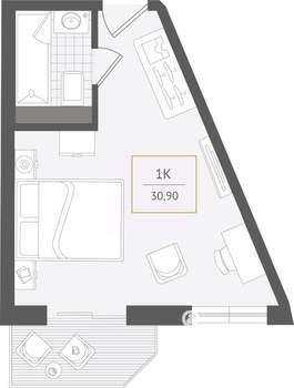 1-к квартира, вторичка, 31м2, 4/10 этаж