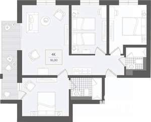 4-к квартира, вторичка, 87м2, 6/10 этаж