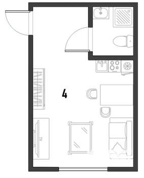 Студия квартира, вторичка, 16м2, 1/5 этаж