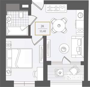 2-к квартира, вторичка, 34м2, 4/10 этаж
