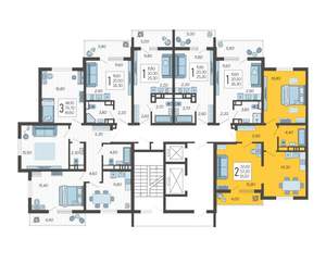 2-к квартира, строящийся дом, 61м2, 4/10 этаж