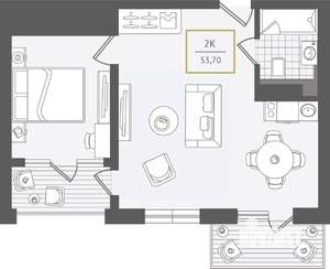 2-к квартира, вторичка, 54м2, 10/10 этаж