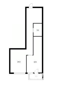 2-к квартира, вторичка, 42м2, 2/6 этаж