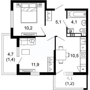 2-к квартира, вторичка, 44м2, 4/17 этаж