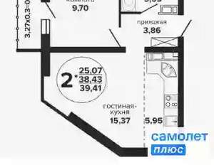 1-к квартира, вторичка, 39м2, 9/24 этаж
