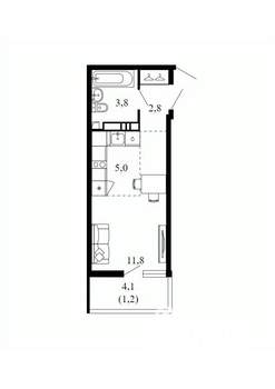 Студия квартира, вторичка, 25м2, 6/17 этаж