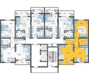 2-к квартира, строящийся дом, 61м2, 5/10 этаж