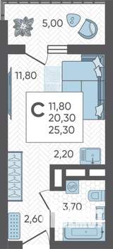 Студия квартира, вторичка, 25м2, 4/10 этаж