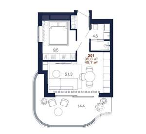 1-к квартира, вторичка, 50м2, 5/6 этаж
