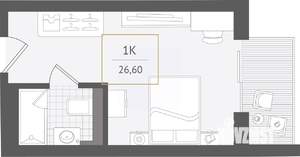 1-к квартира, вторичка, 27м2, 10/10 этаж