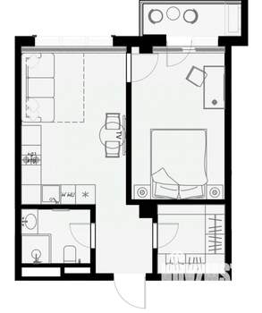 1-к квартира, вторичка, 45м2, 3/7 этаж